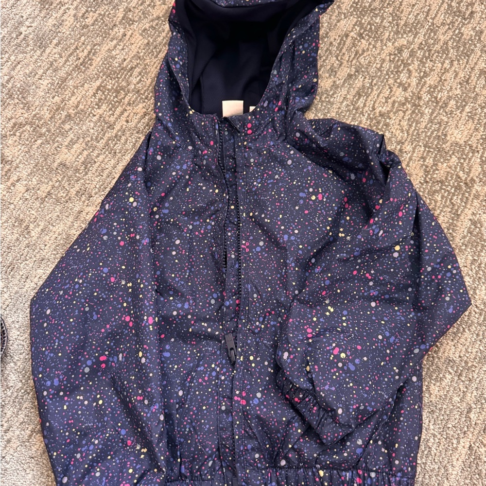 Baby GAP  lined rain jacket for girls . Size 5. Navy with multi colors.